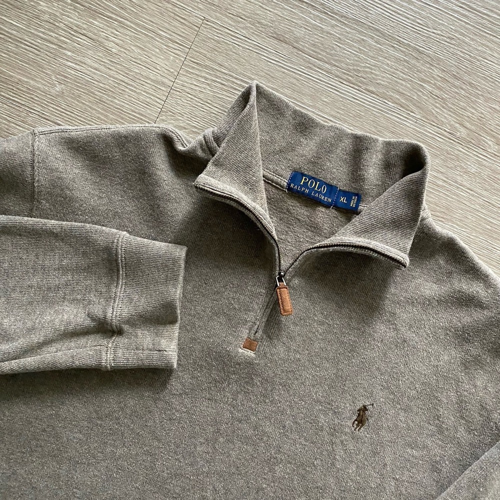 Polo Ralph Lauren Estate Rib Quarter Zip Sweater Men's XL Brown Quiet Luxury